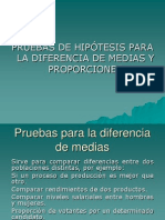 Pruebas para La Diferencia de Medias