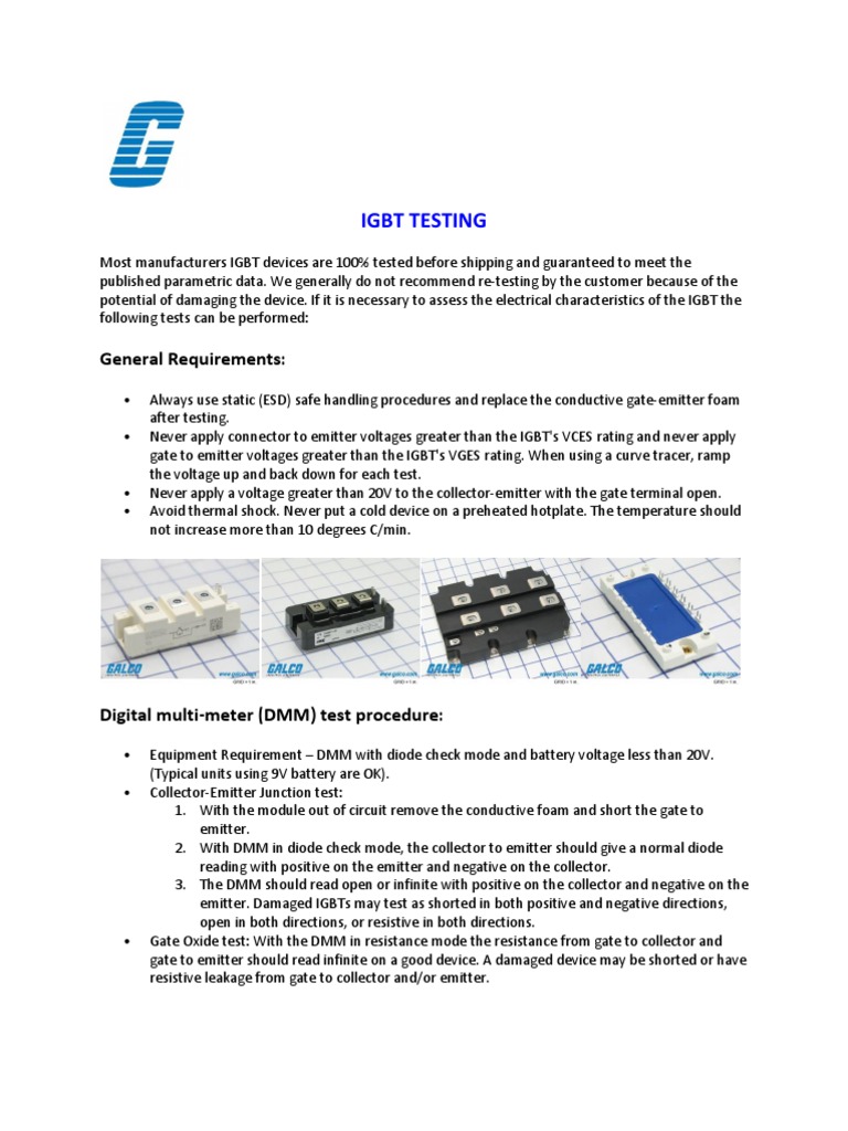 IGBT Testing - A Technical Overview | PDF | Field Effect Transistor | Diode