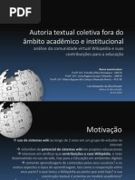 Apresentação da dissertação de mestrado "Autoria textual coletiva fora do âmbito acadêmico e institucional"
