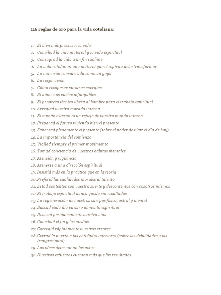 116 Reglas de Oro para La Vida Cotidiana | PDF | Alma | Amor