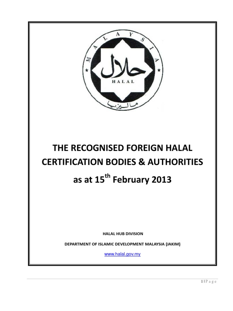 Global Halal Certification Bodies List | PDF