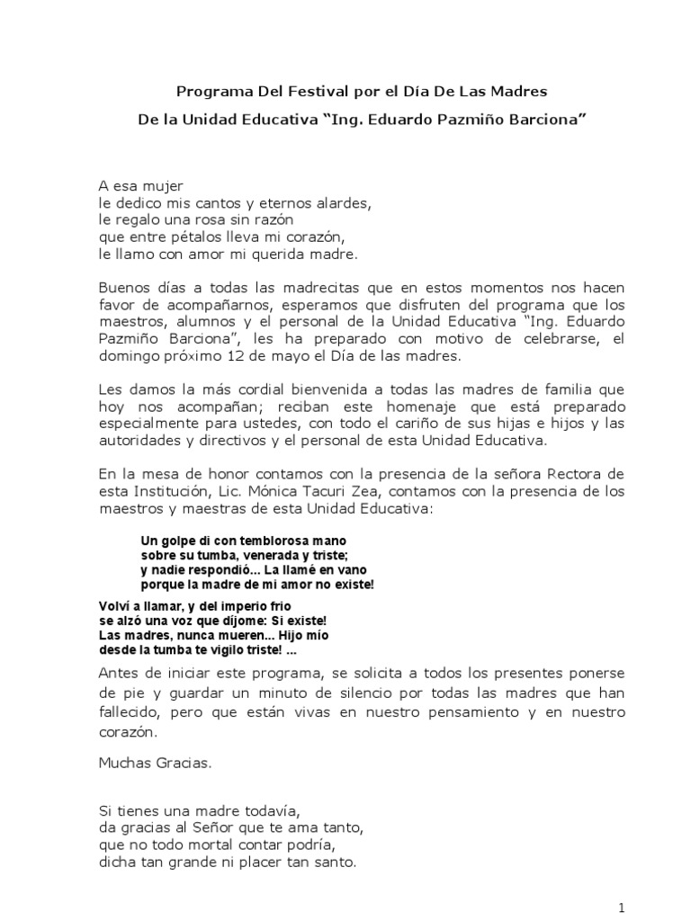 Programa del Festival del Día de las Madres | PDF | Amor | Religión y ...