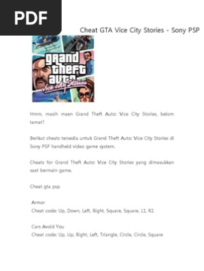 Cheat GTA Vice City Stories, PDF, Video Games