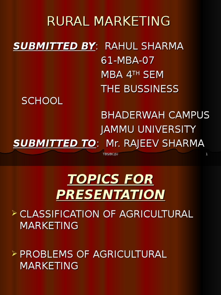 CLASSIFICATION OF AGRICULTURAL MARKETING PROBLEMS OF AGRICULTURAL