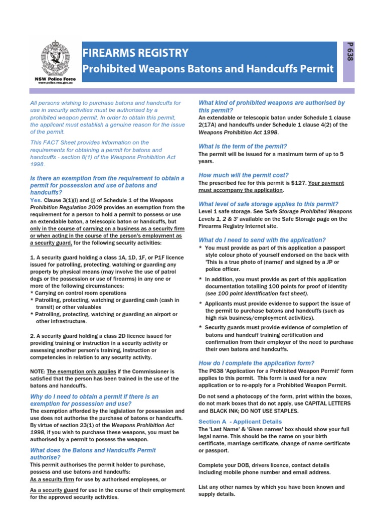 Batons and Handcuffs Permit Guide | PDF | Security Guard | Identity ...