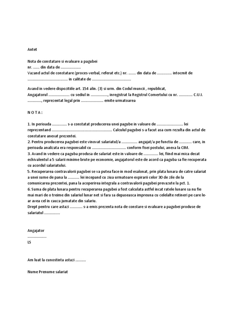 Nota de Constatare | PDF