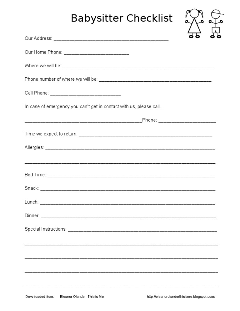 Babysitter Checklist | PDF