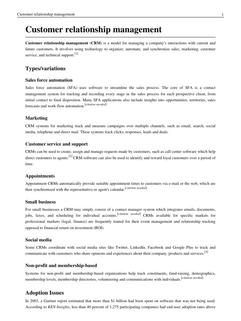 Overview of Customer Relationship Management | PDF | Customer ...