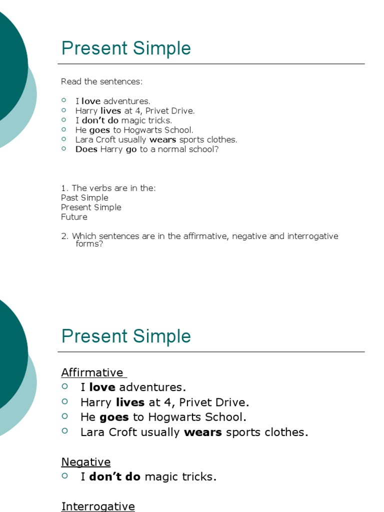 Present Simple: Does Harry Go To A Normal School? | PDF
