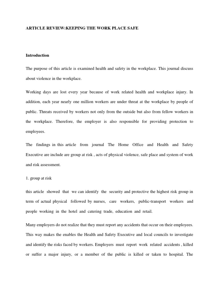 Workplace Safety and Health Guidelines | PDF | Career & Growth | Self ...