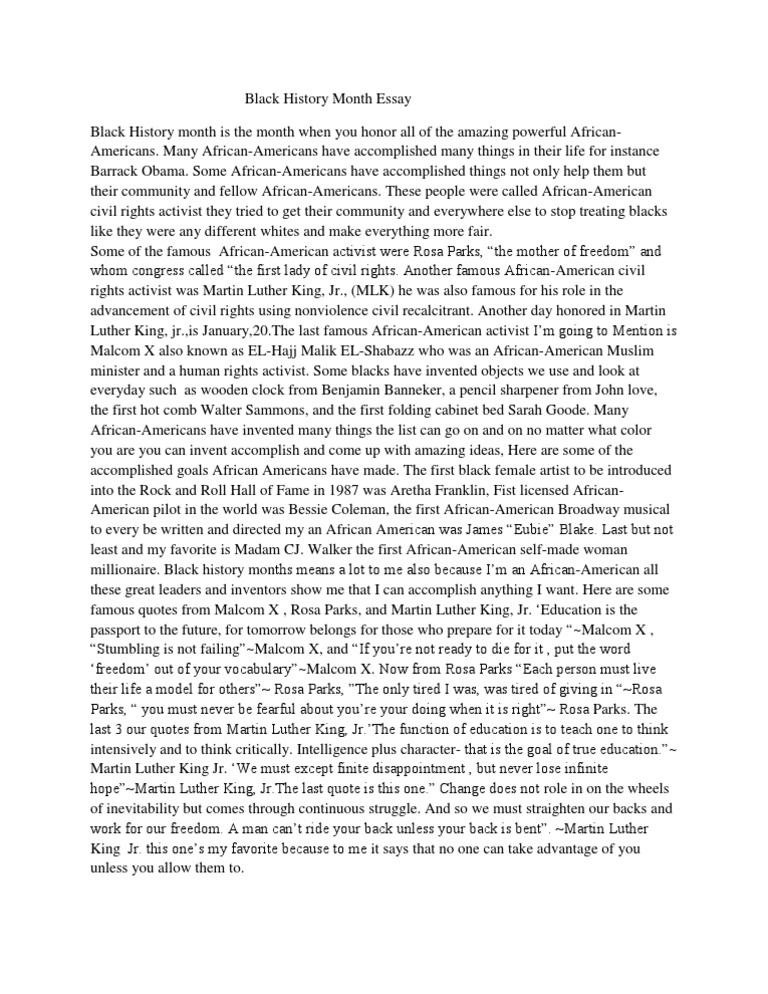 black history month essay introduction