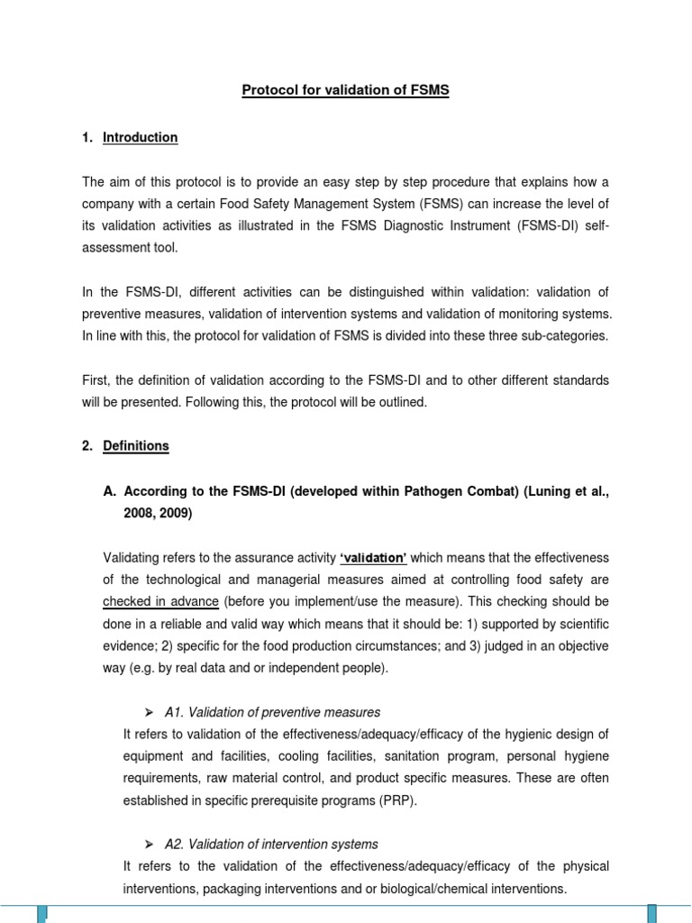 FSMS Validation Protocol Guide | PDF | Verification And Validation ...