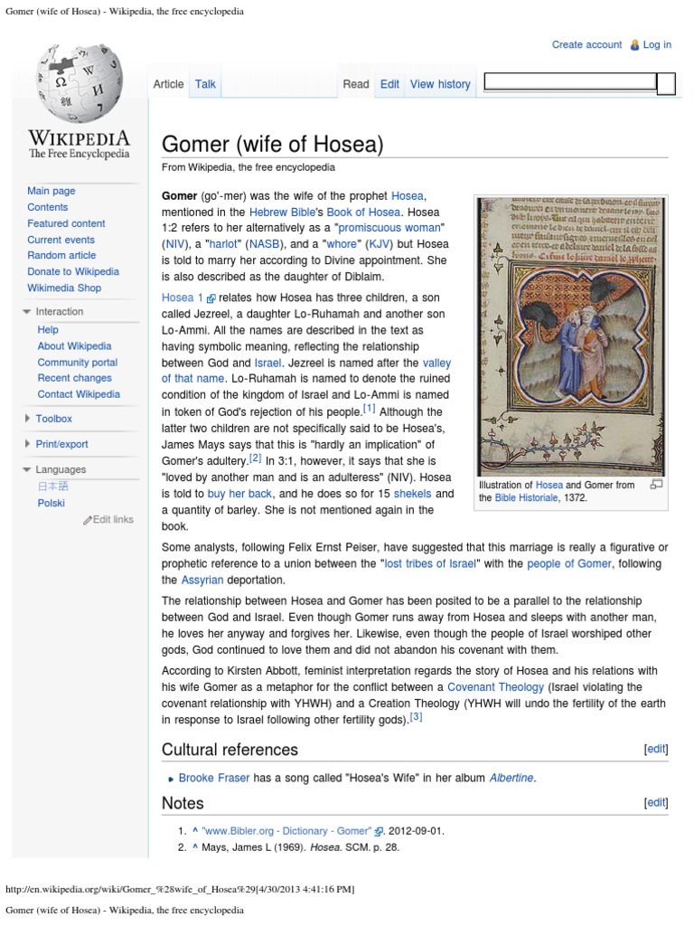 Gomer (Wife of Hosea) Wikipedia, The Free Encyclopedia PDF Hosea Hebrew Bible