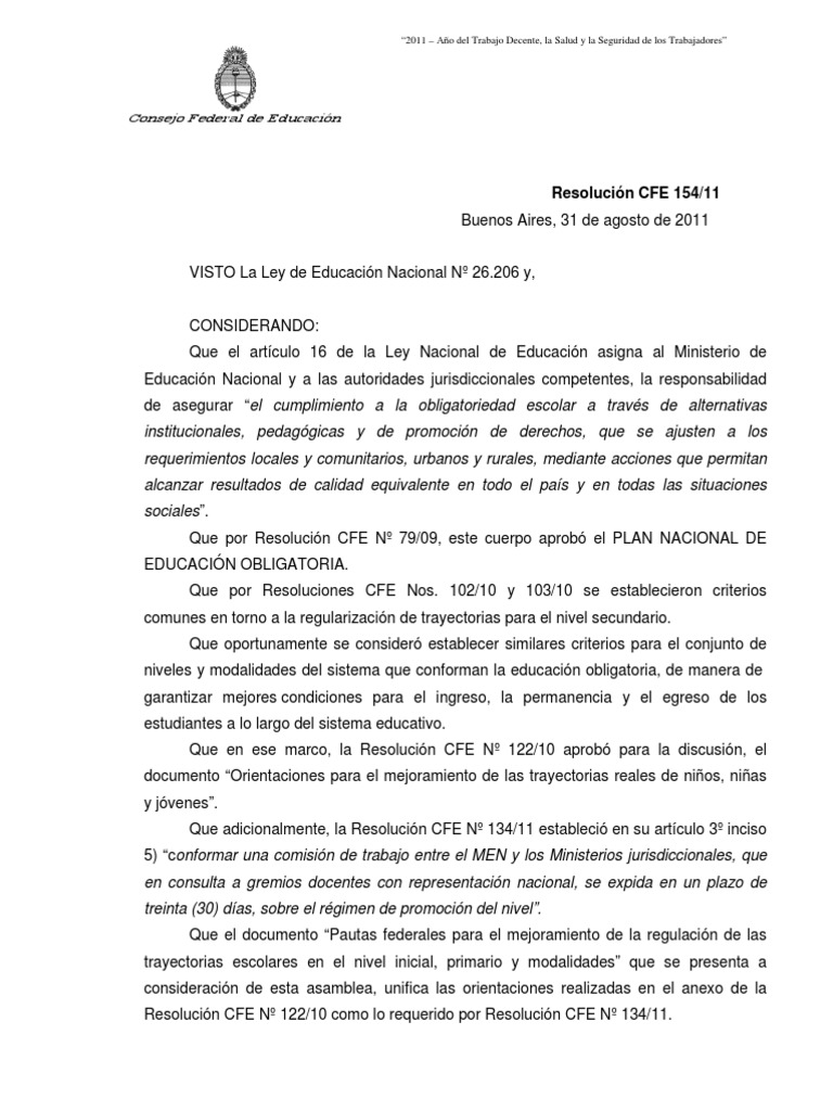 RESOLUCION N 154 - 11 Pautas Federales para El Mejoramiento de La ...