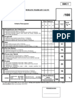 Borang Markah Calon BMC 1 KRSV