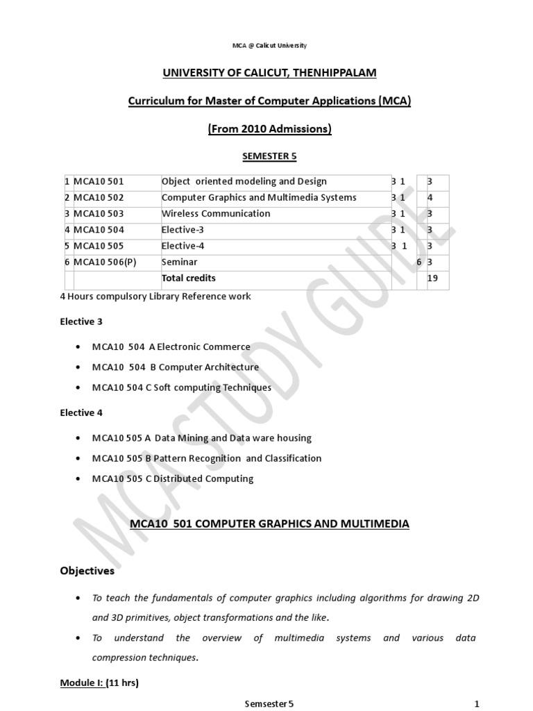 MCA Semester 5 Curriculum | PDF | Unified Modeling Language | Component ...