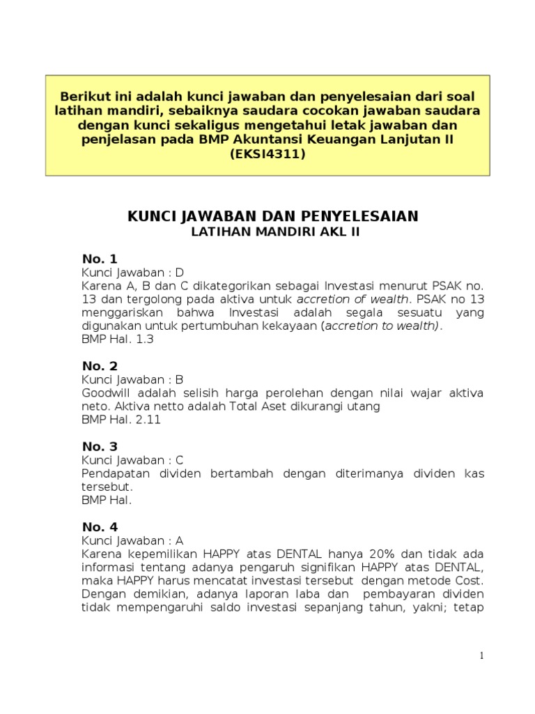 15 Contoh Soal Akuntansi Keuangan Menengah 2 Dan Jawabannya Kumpulan Contoh Soal