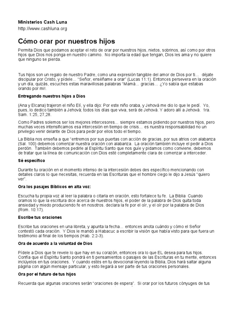Oraciones para el bienestar de hijos | PDF | Espiritualidad | Oración