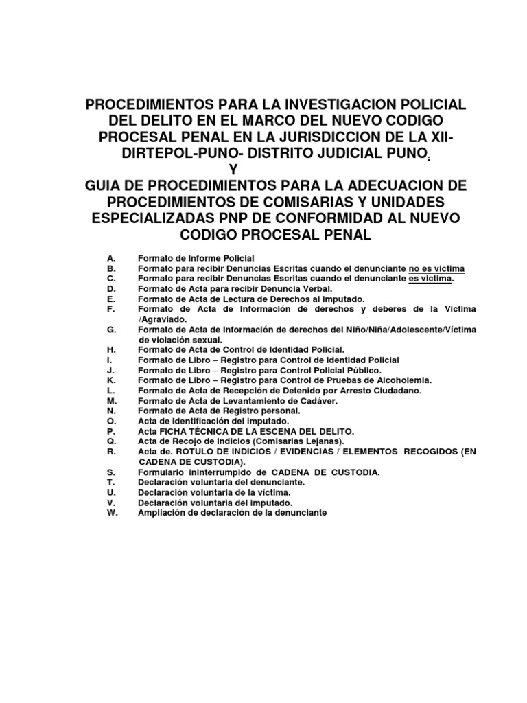 Formatos NCPP para Investigación Policial | PDF | Policía | Justicia