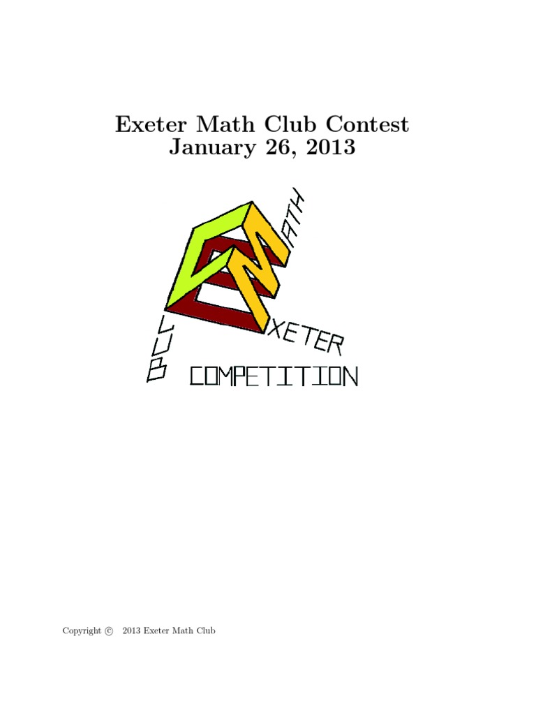 Exeter Math Club Contest 2013 | PDF | Triangle | Area