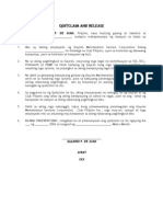 Affidavit of Quitclaim and Release - Tagalog