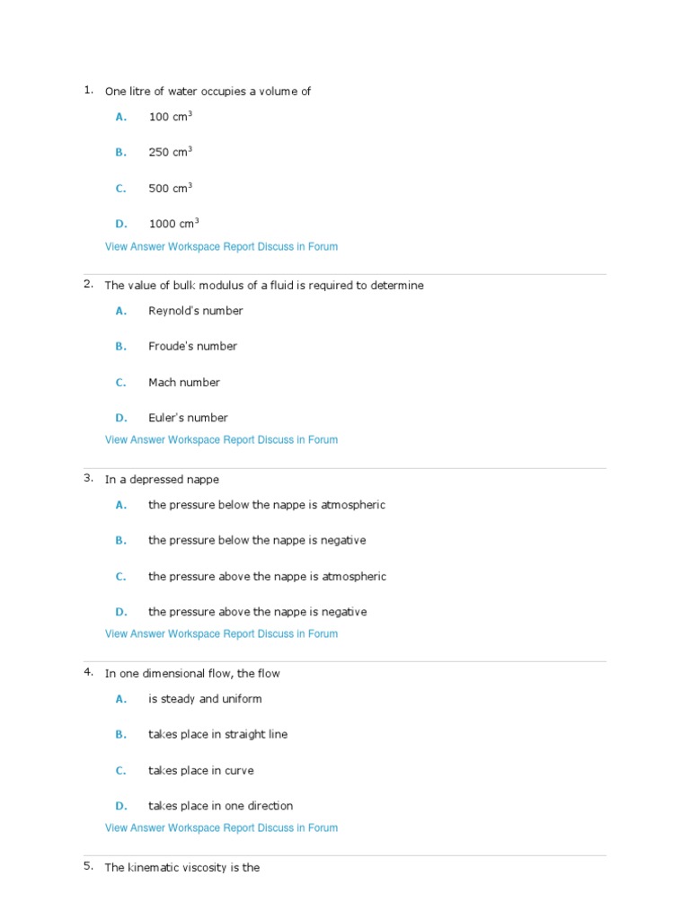Fluid Mechanics Case Studies and MCQs | PDF | Buoyancy | Pressure