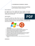 Semejanzas y Diferencias de Windows y Ubuntu