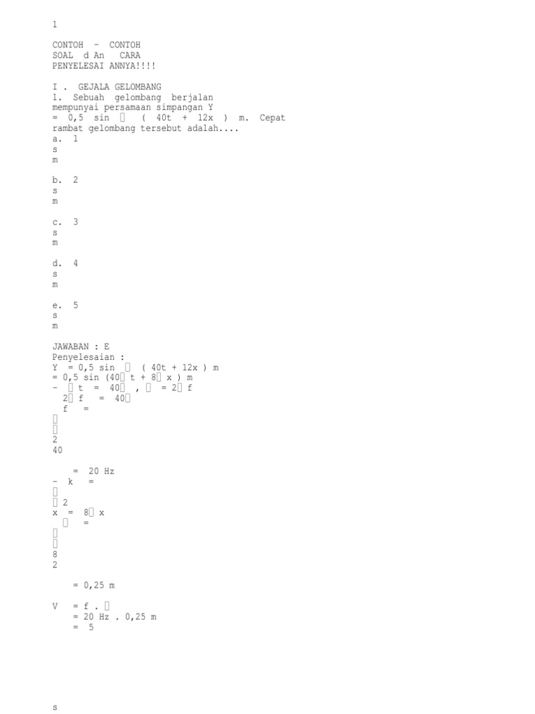 13 Contoh Soal Dan Penyelesaian Gelombang Berjalan Kumpulan Contoh Soal