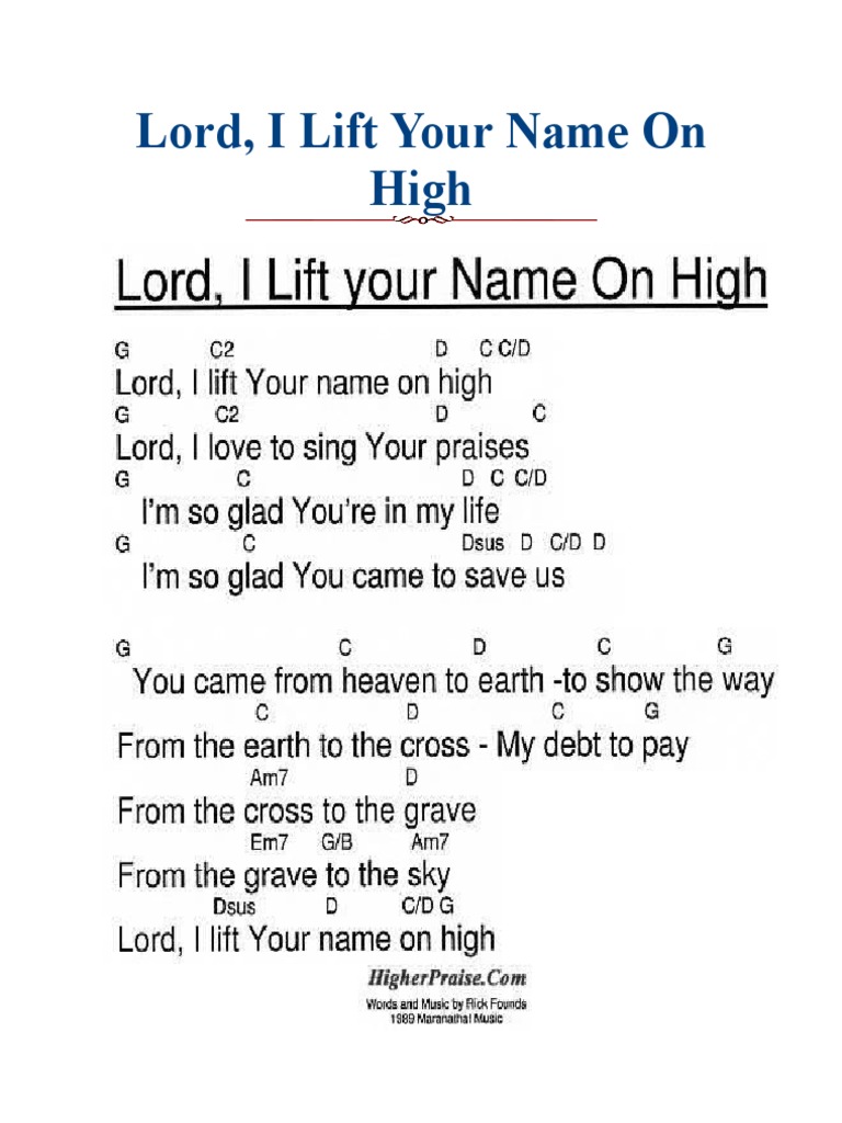 hymn - Lord i Lift Your Name on High Sheet Music (Chords)
