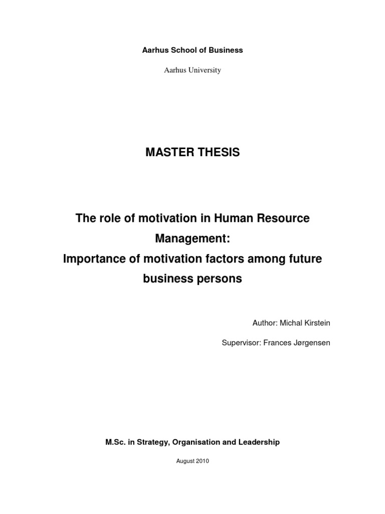 Master Thesis | PDF | Motivation | Motivational
