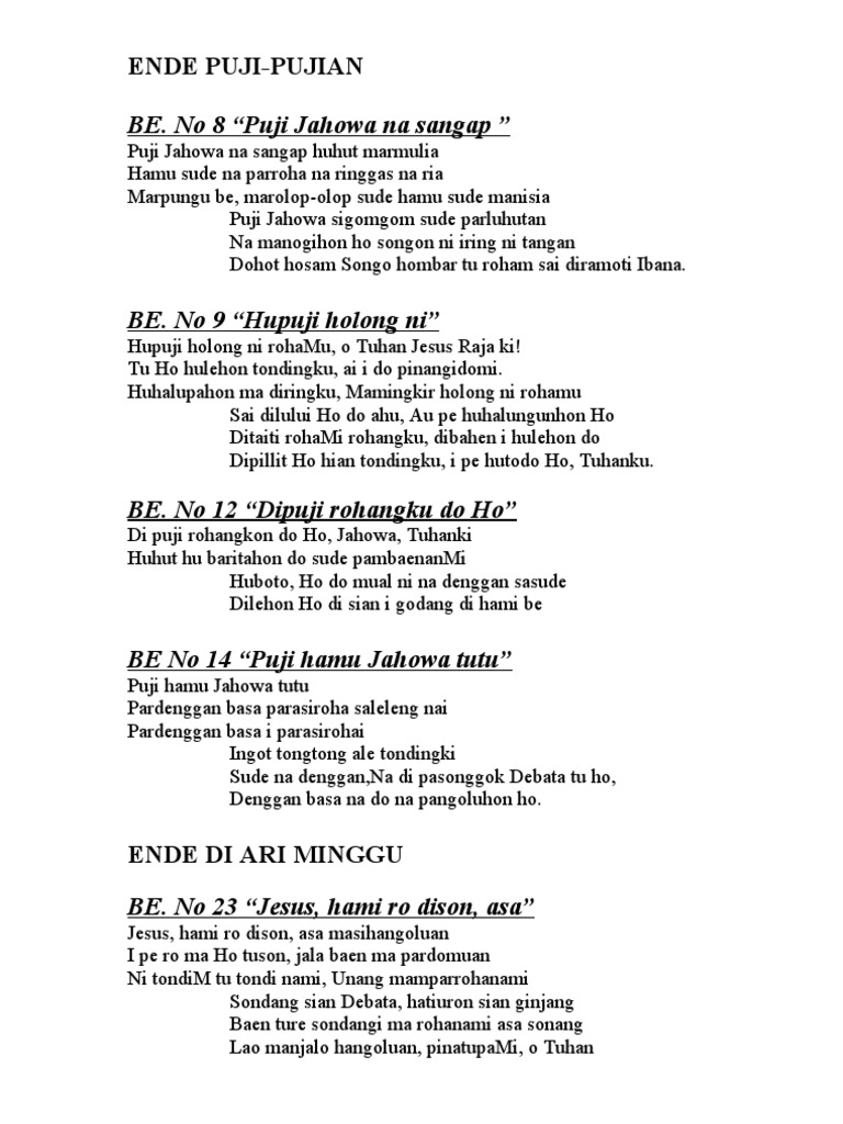 Lirik Lagu Jesus Do Na Pasabam Roha Ki