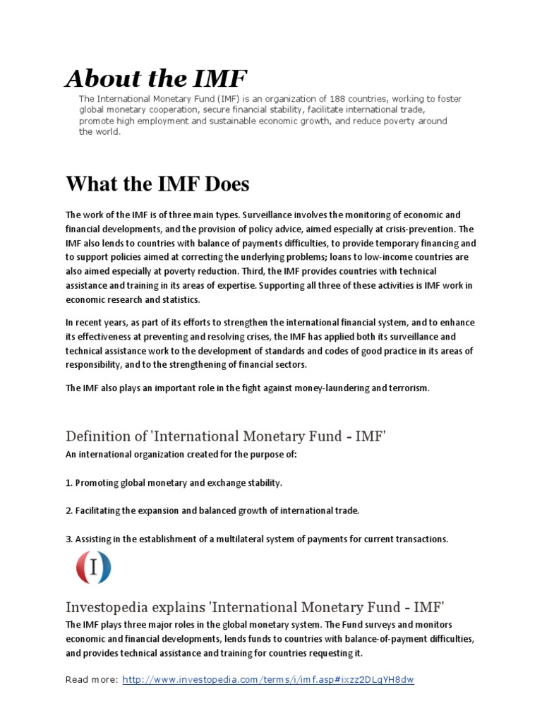 About The Imf International Monetary Fund World Bank