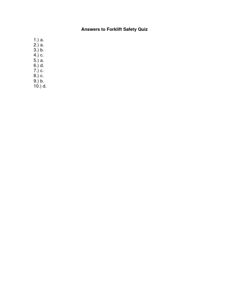 Forklift Answers PDF