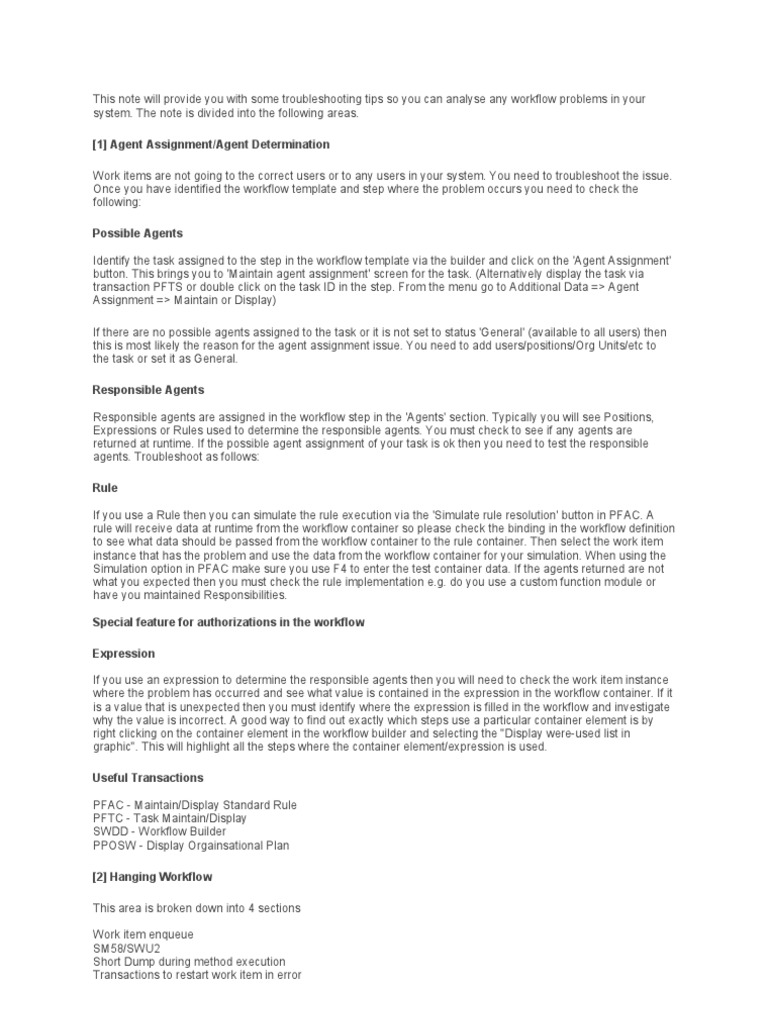 Troubleshooting Tips in Workflow | PDF