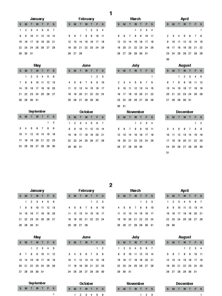 400 Years (Calendars Numbered, Horizontal) PDF Holidays Public