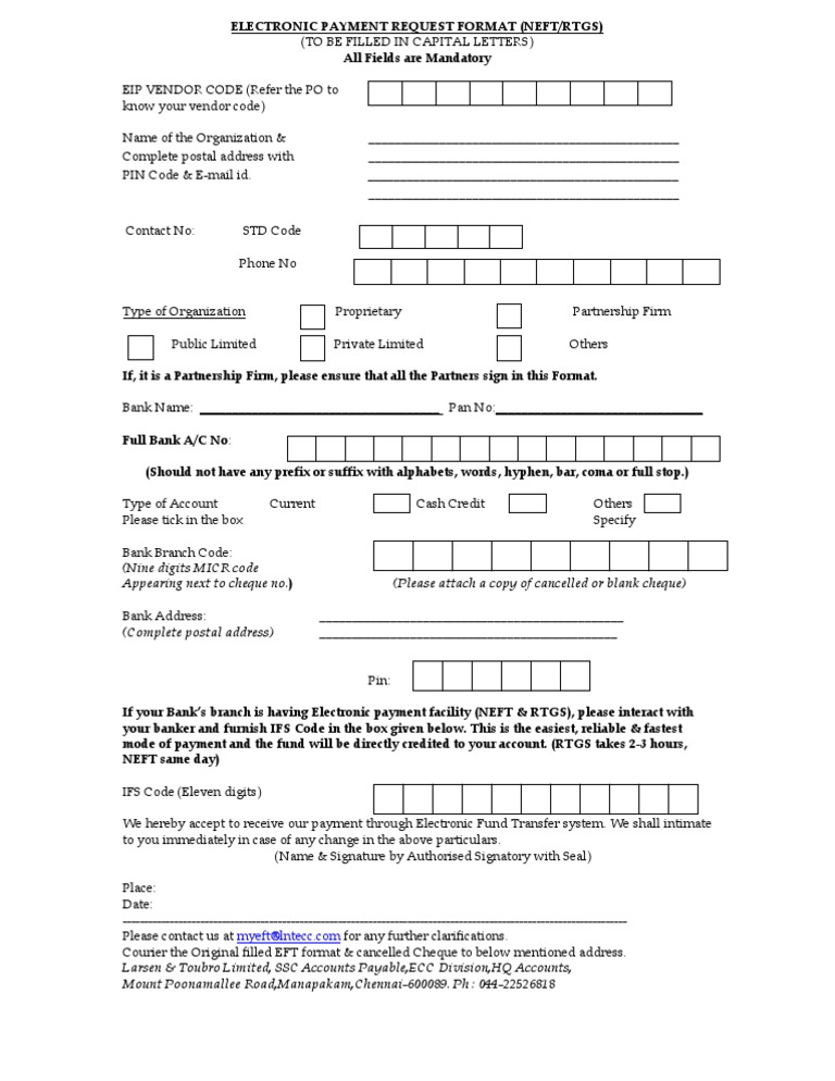 EFT Payment Request Form Template | PDF | Business | Finance & Money ...