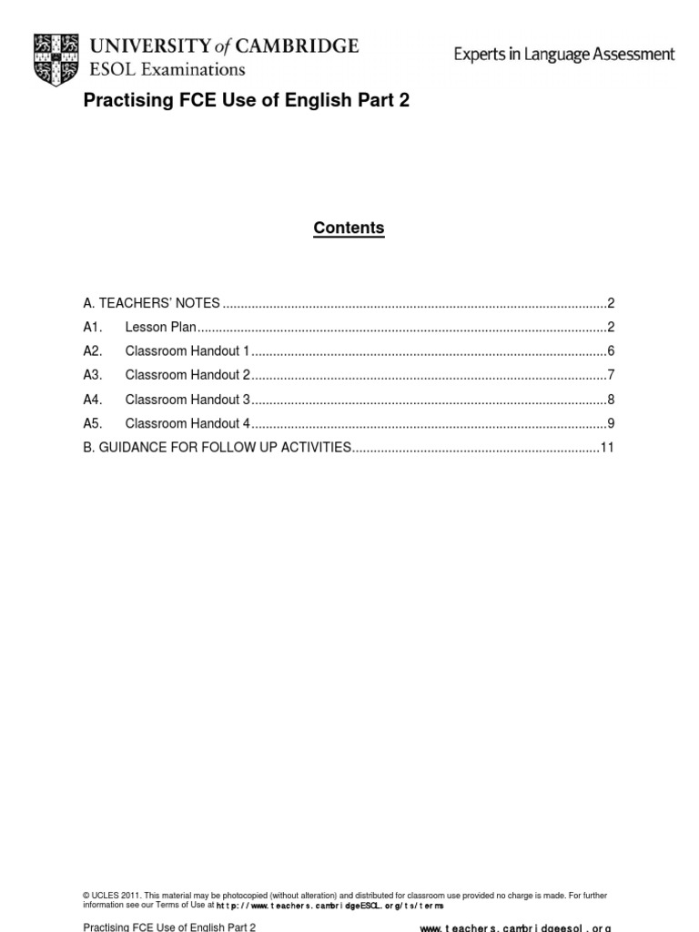 Practising Use of English Part 2 | PDF | Preposition And Postposition ...