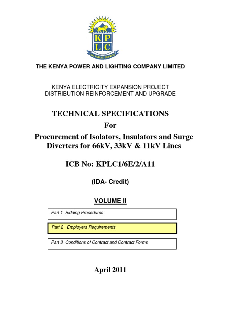 The Kenya Power and Lighting Company Limited Technical Specifications PDF