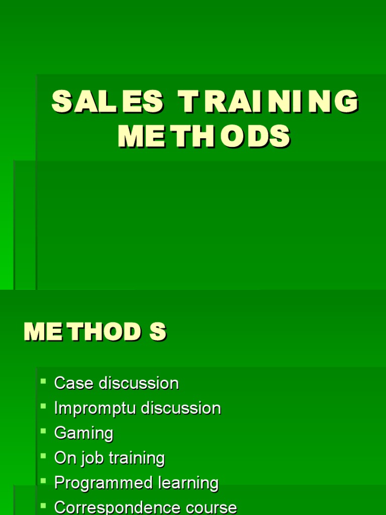 Sales Training Methods Overview | PDF