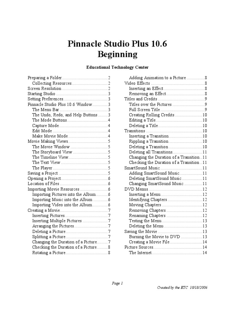 Pinnacle Studio Plus 10.6 Guide | PDF | Menu (Computing) | Icon (Computing)