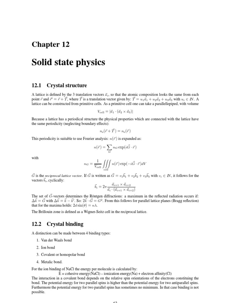 Solid State Physics: 12.1 Crystal Structure | PDF | Teaching Methods ...