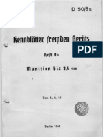 D.50-8a Kennblätter Fremden Geräts Munition Bis 3,6 CM - 01.08.1941