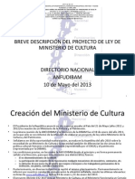 BREVE DESCRIPCIÓN DEL PROYECTO DE LEY DE MINISTERIO