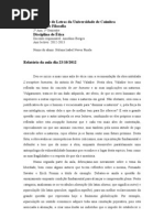 Relatorio de Etica 23 de Outubro- Levinas e a alteridade ab-soluta