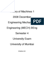 Theory of Machines 1 2008 December Engineering Mechanical Engineering (Mech) Beng Semester 4 University Exam University of Mumbai
