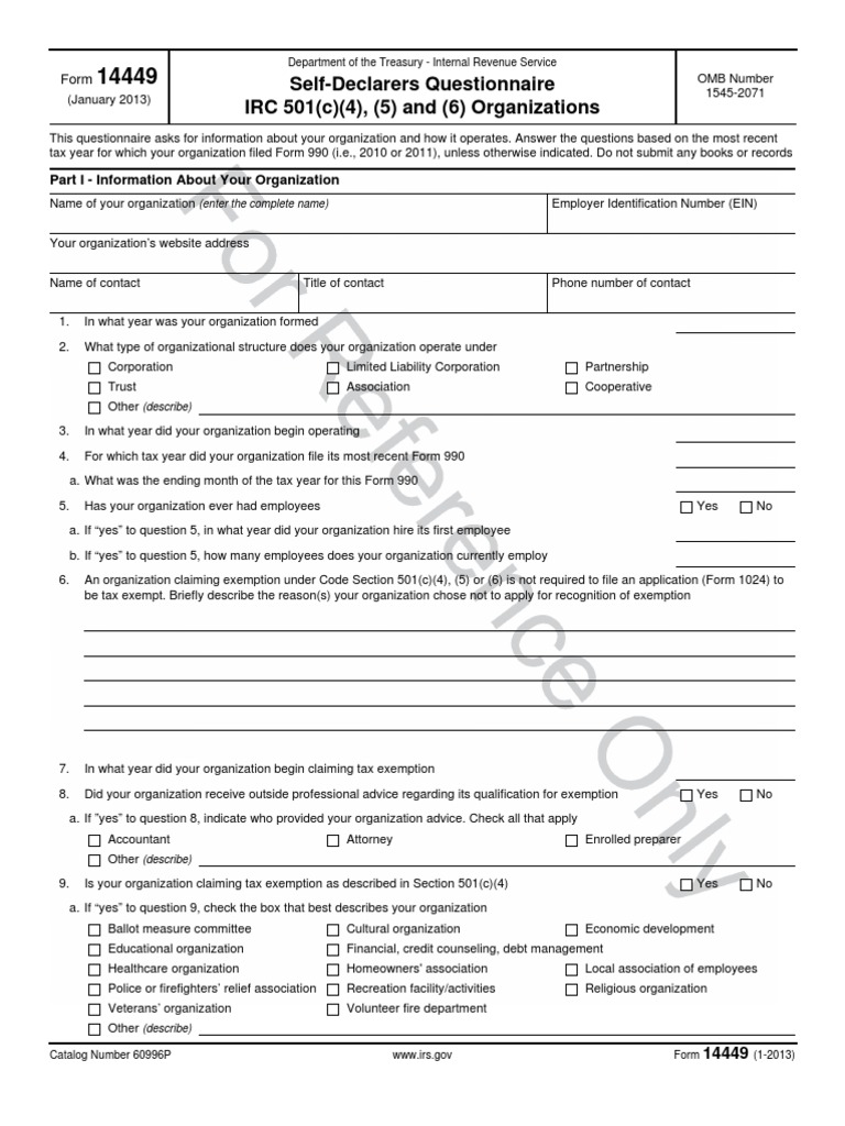 IRS For 501c4 Form14449 | Download Free PDF | Irs Tax Forms | 501(C ...