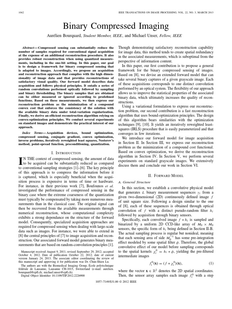 Binary Compressed Sensing | PDF | Mathematical Optimization | Convolution