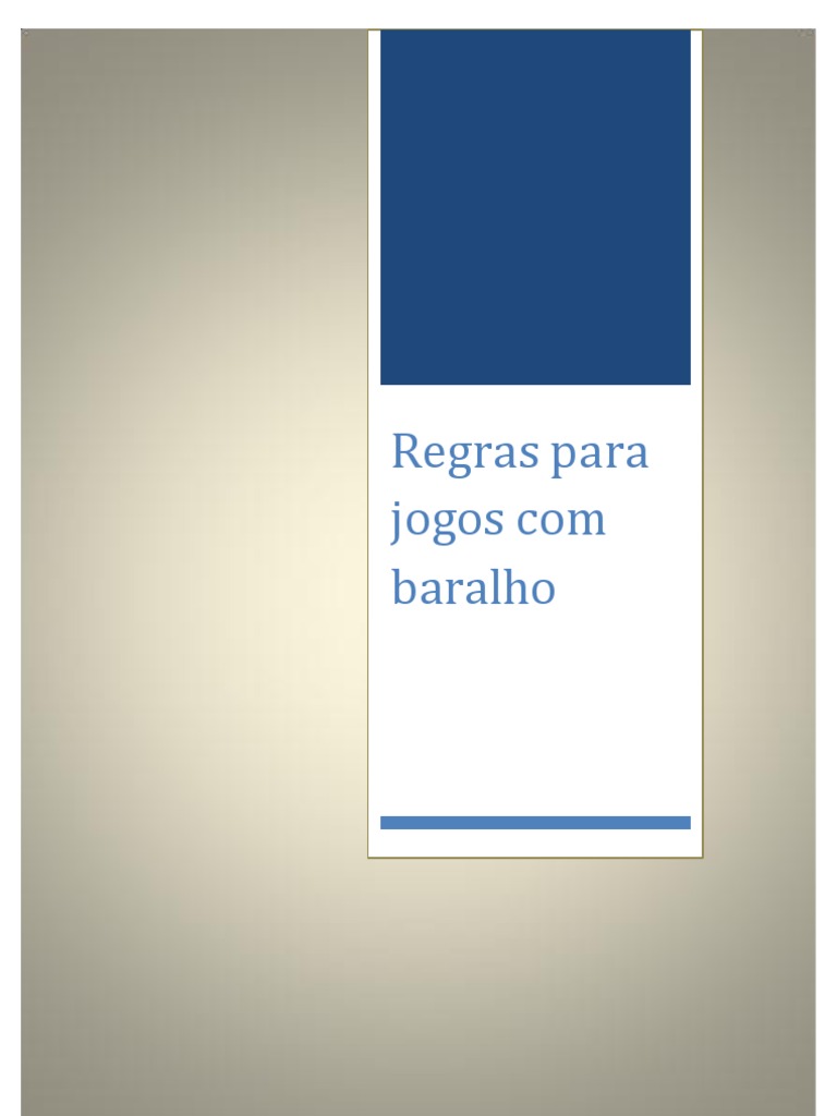 Regras de Jogos Com Baralho, PDF, Pôquer