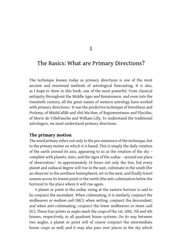 Primary Directions Chapter | PDF | Horoscope | Zodiac