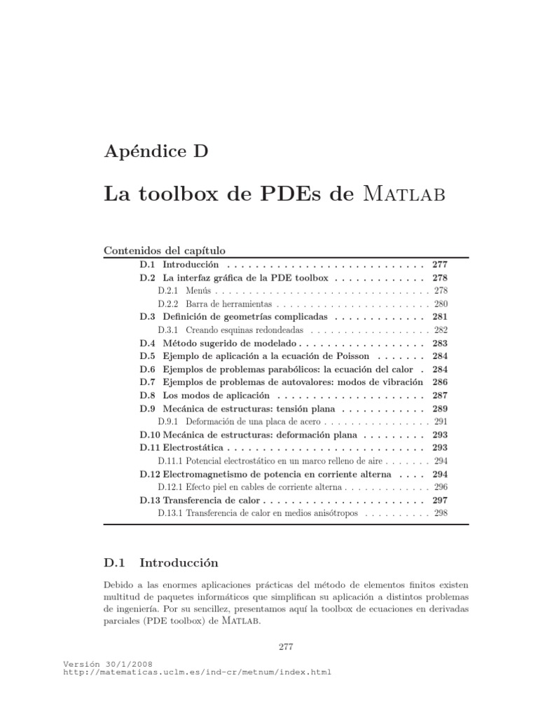 Toolbox de PDEs en Matlab: Guía Completa | PDF | Calor | Transferencia ...